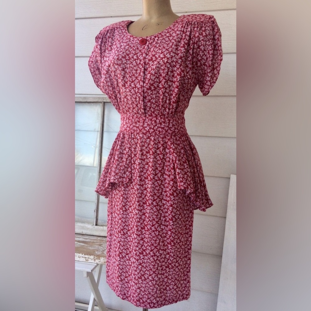 Vintage 80’s Butterfly Peplum Dress